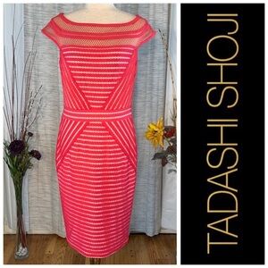 Tadashi Shoji hot pink cap sleeve sheath dress.